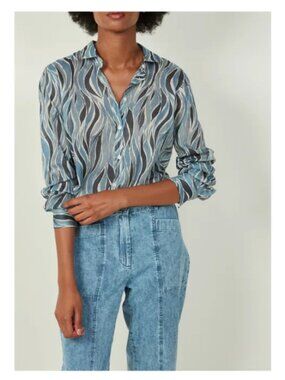 Hartford Corazon Blue and White Button Down Shirt Size Small